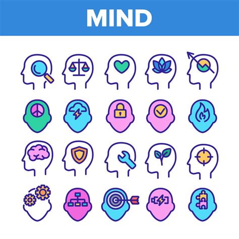 Mind Set Vector Hd PNG Images, Color Mind Elements Vector Sign Icons Set, Color Icons, Sign ...