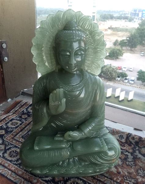 SPECTACULAR HAND CARVED INDIAN JADE BUDDHA STATUE - GRADE A - 6.26 Kilo ...