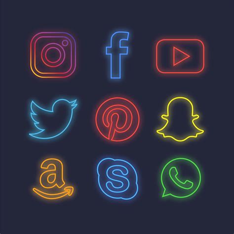 Neon Social Media Icons 223989 Vector Art at Vecteezy