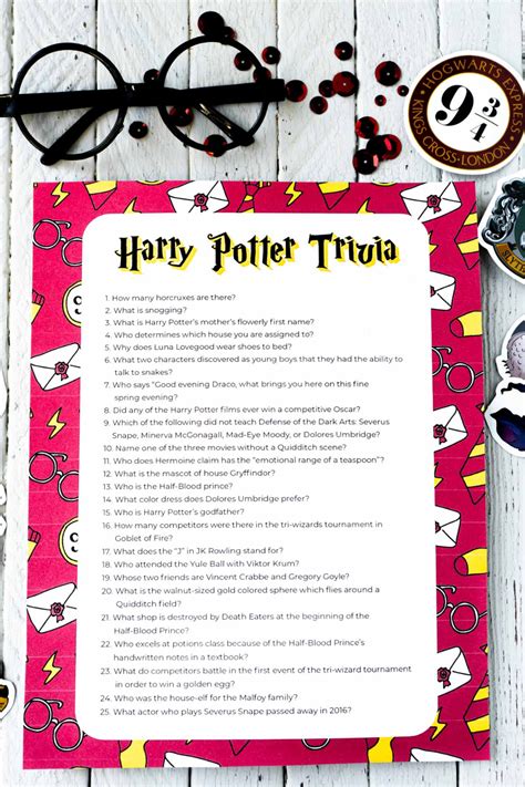 Test your Harry Potter knowledge with these printable trivia questions