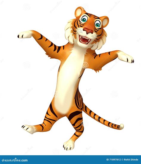 Funny Tiger Cartoon Character Stock Illustration - Illustration of meat ...