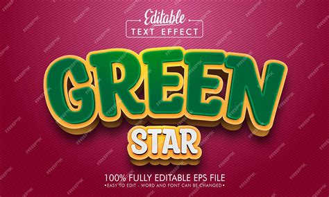Premium Vector | Editable 3d text effect with green star text