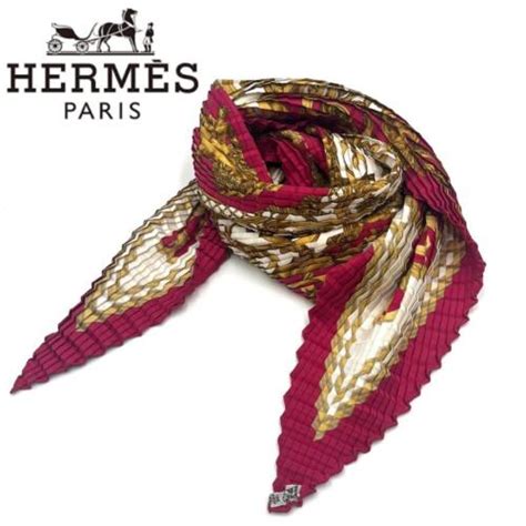Hermes Pleated Scarf Red Tuileries Garden scarf | eBay