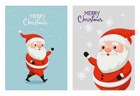 set of merry christmas poster with santa claus 3298454 Vector Art at ...