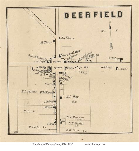 Deerfield Village - Deerfield, Ohio 1857 Old Town Map Custom Print - Portage Co. - OLD MAPS