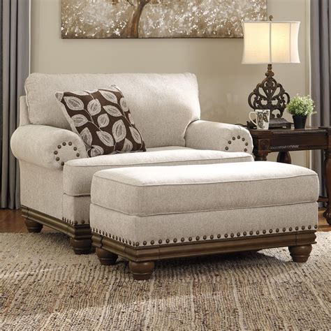 Ashley Signature Design Harleson 1510423+14 Transitional Chair and a Half & Ottoman | Dunk ...