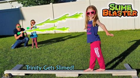 Dad's Slime Prank on 5 Year Old Kid! Madison vs Trinity Slime Blaster Chase!!! - YouTube