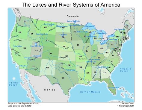 Map Of Us With Rivers And Lakes - United States Map