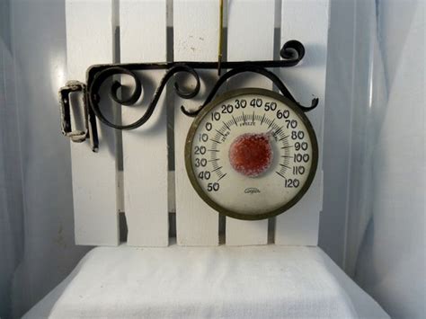 Vintage Metal Outdoor Thermometer Swivel Arm Cooper