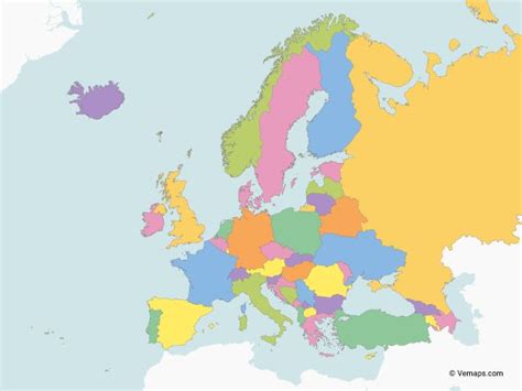 Map of Europe with multicolor Countries | Free Vector Maps | Europe map, Asia map, South america map