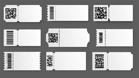 Ticket template. Coupon with barcode set. Vector empty realistic cards ...