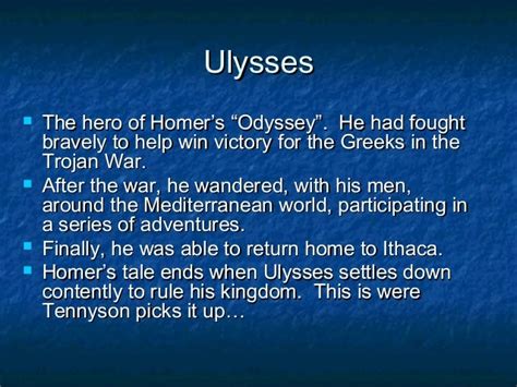 😀 Ulysses tennyson analysis. Comparing and Contrasting Homer's Odysseus ...