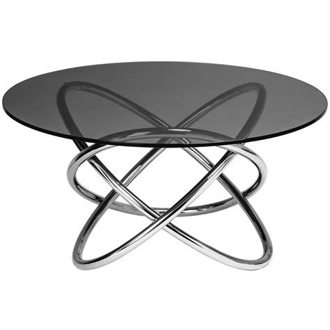 Premier Housewares Glass And Chrome Coffee Table Round Glass Coffee Table Silver Coffee Table ...