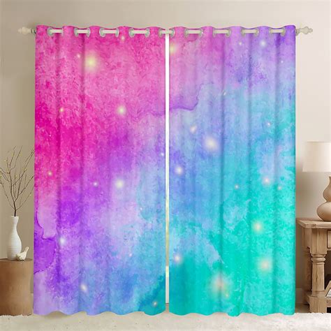 Rainbow Galaxy Curtains & Drapes Pink Purple Blue Teal Curtains ...