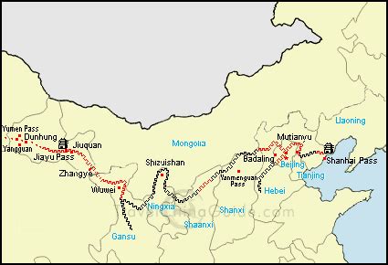 Great Wall China Map - ToursMaps.com