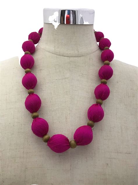 Silk & Large beads necklace - 0253 - K - Natural Silk Factory