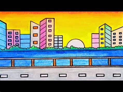 How to Draw City Scenery Step by Step Very Easy Tutorial for Beginners - YouTube