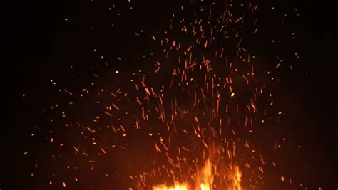 Large Fire Burning At Night With Smoke And Sparks Rising. Stock Footage Video 4927760 | Shutterstock