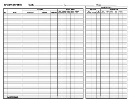 Printable Soccer Stats Sheet