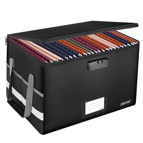 File Box with Lock,ENGPOW Fireproof Box File Storage Organizer Anti ...