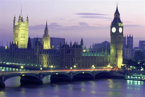 Houses Of Parliament At Night, London by Walter Bibikow