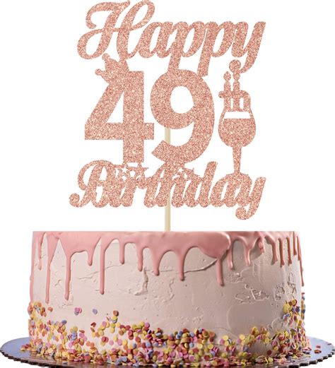 Rose Gold Glitter Happy 49th Birthday Cake Topper - | Ubuy South Africa