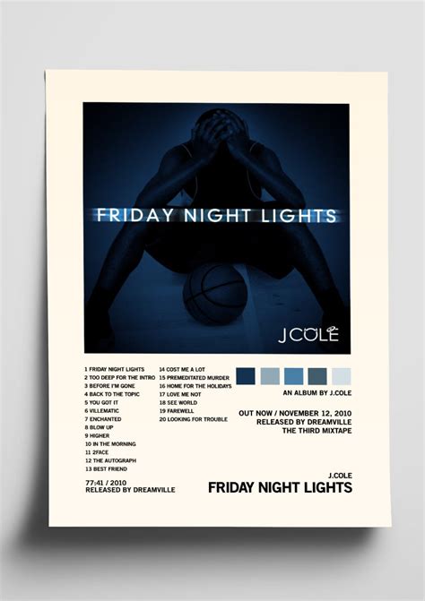 J.Cole 'Friday Night Lights' Album Art Tracklist Poster – The Indie Planet