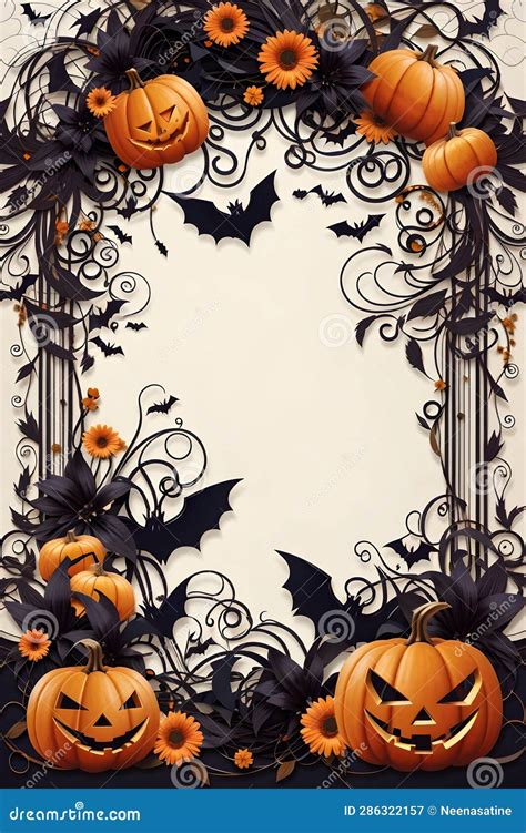 Halloween Theme Graphic Elements Enigmatic Pumpkin Border Art Dark Halloween Party Decor Pumpkin ...