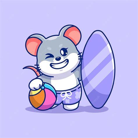 Premium Vector | Cute mouse summer icon illustration