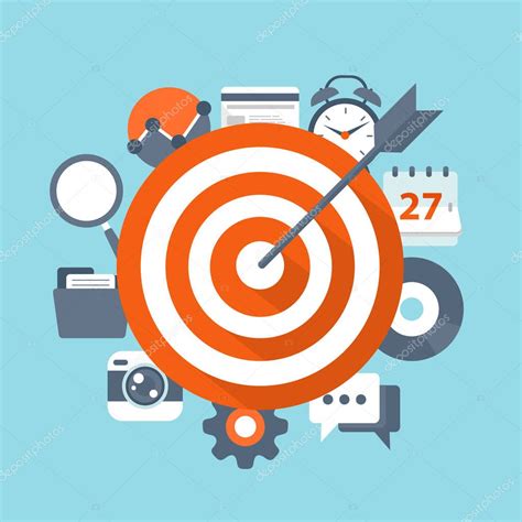 Goal Setting Vector Concept Flat Illustration Targeting Management Icons — Stock Vector © dacpro ...