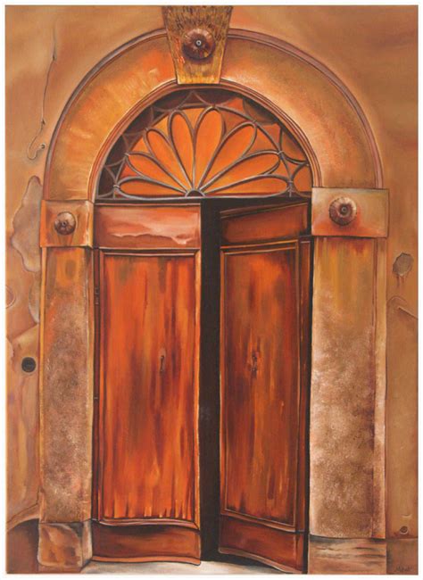 Oil Painting on Canvas - Beautiful Brown Door | imagicArt