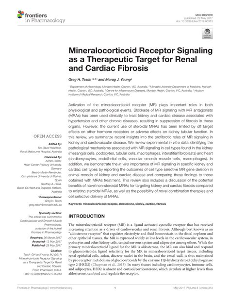 (PDF) Mineralocorticoid Receptor Signaling as a Therapeutic Target for Renal and Cardiac Fibrosis