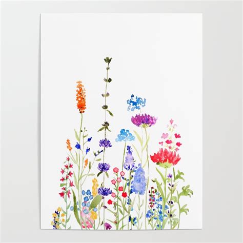 colorful wild flowers watercolor painting Poster by Color and Color ...