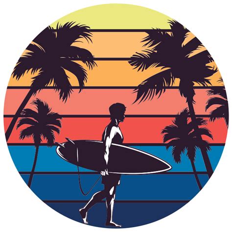 Hawaii surfing retro wall stickers - TenStickers