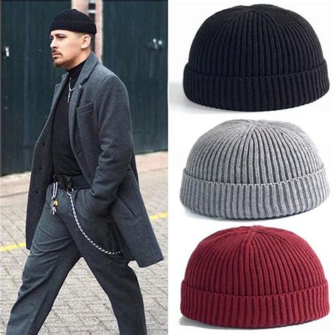 Winter Adult Men Knitted Beanie Casual Short Hat Mens Cap Cotton ...