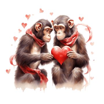 Couple Of Romantic Monkeys Celebrating Saint Valentine S Day, Funny Cartoon, Love Message ...
