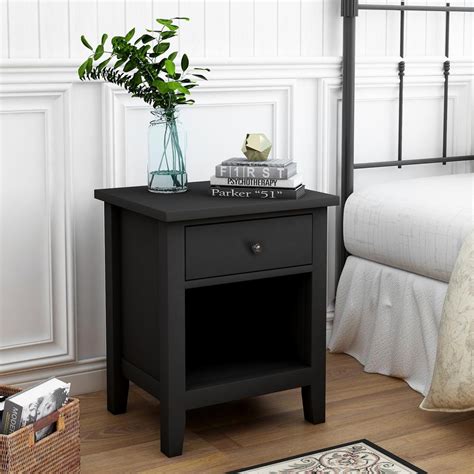 Black One Drawer Nightstand