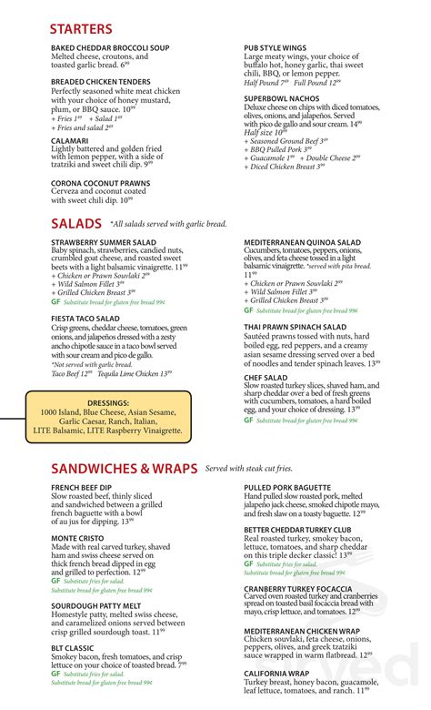 The Coquitlam Grill menu in Coquitlam, British Columbia, Canada