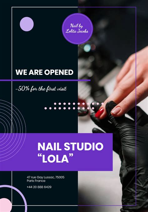 This Print Ready Nail Studio Flyer Template design features, illustration of women’s nail salon ...