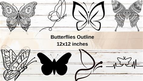 Printable Butterflies Outline SVG and PNG Kit, Neutral, Boho SVG, Cut File Cricut, Clipart - Etsy