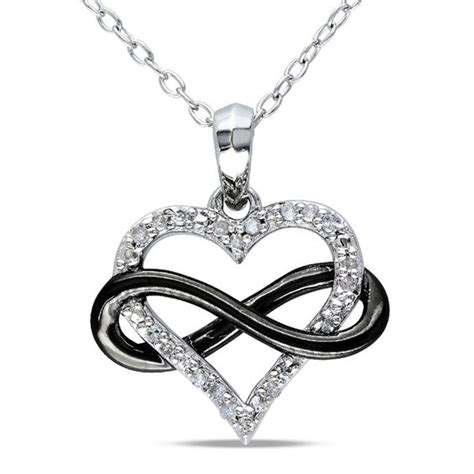 1/10 CT. T.W. Diamond Sideways Infinity with Heart Pendant in Two-Tone Sterling Silver | Zales