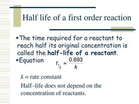 Half Life Equation First Order - slideshare