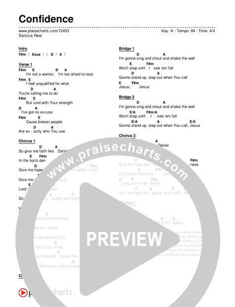 Confidence Chords PDF (Sanctus Real) - PraiseCharts