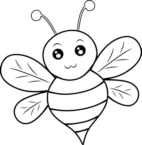 Illustration of a Friendly Cute Smiling Bee coloring page 7243399 Vector Art at Vecteezy