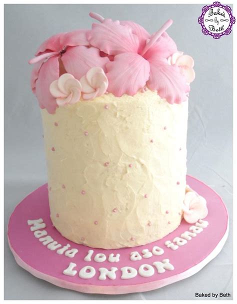 Hibiscus Cake - Decorated Cake by BakedbyBeth - CakesDecor