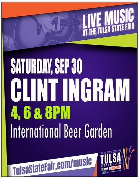 CLINT INGRAM Saturday at the Tulsa State Fair, Tulsa State Fair, September 30 2023 | AllEvents.in