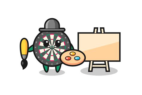 Illustration of dart board mascot as a painter 6742534 Vector Art at ...