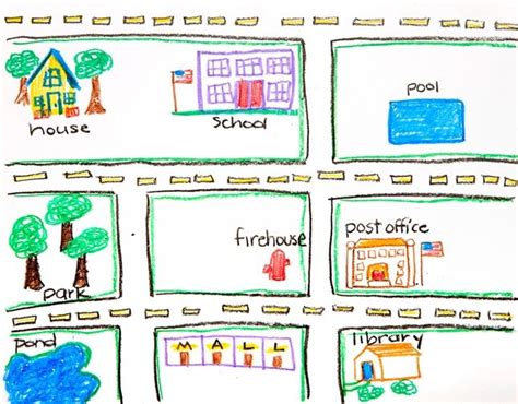 Nifty Neighborhood on crayola.com | Map crafts, Kindergarten drawing, Map activities