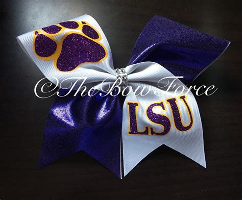 LSU Paw print Purple YellowGold White Cheer Bow 398478149