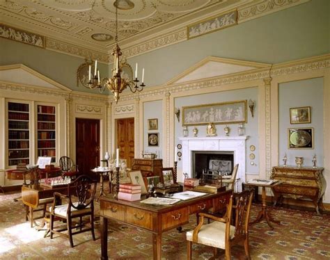 The library at Berrington Hall (house completed in 1783) in Herefordshire, England, with ...